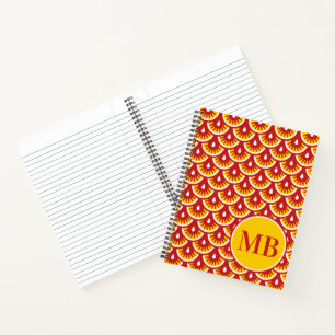 Red Fishscale Pattern Personalized Notebook
