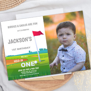 Red Flag Golf Anniversaire Invitations avec photo