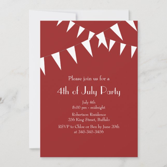Red Flags 4th of July Party Invitation (Front)