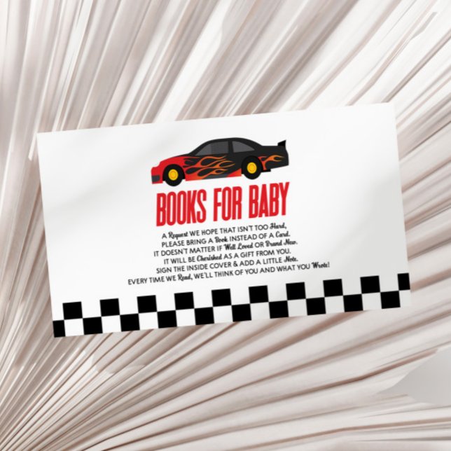 Red Flame Race Car Baby Shower Books For Baby Enclosure Card (Creator Uploaded)