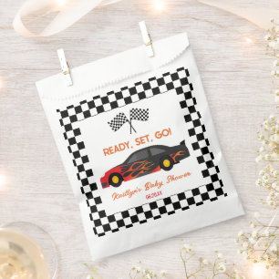 Red Flame Race Car Ready Set Go Baby Shower Favour Bag