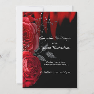 Red Flame Rose Faire-part de mariage gothique