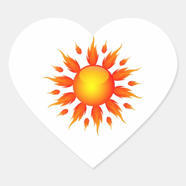 red flame sun ecology graphic.png heart sticker (Front)