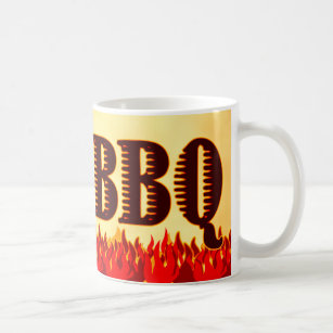Red Flames BBQ Saying Mug