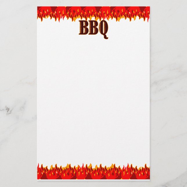 Red Flames BBQ Saying Stationery (Front)