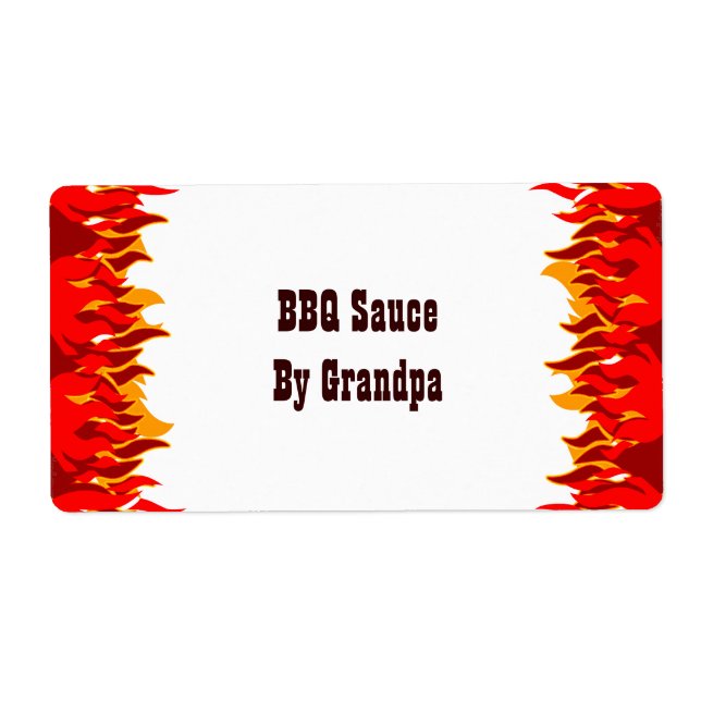 Red Flames BQ Custom Canning Étiquettes (Devant)