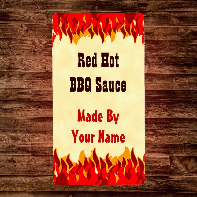 Red Flames Custom BBQ Hot Sauce Large Labels (Creator Uploaded)