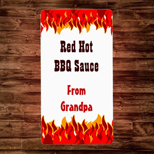 Red Flames Custom Hot Sauce Canne Étiquettes (Créateur téléchargé)