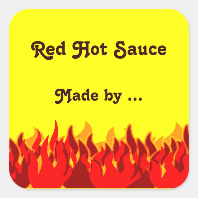 Red Flames Custom Jar or Canning Labels (Front)