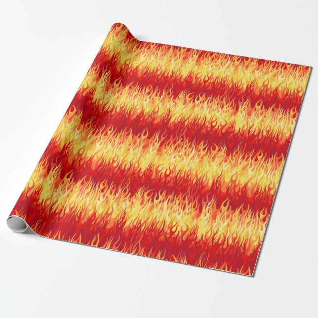 Red Flames Pattern – Hot Rod Wrapping Paper (Unrolled)