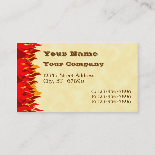 Red Flames Western Letters Carte de visite (Devant)