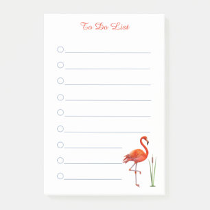 Red flamingo & calligraphy on white lined post-it  post-it notes