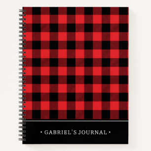 Red Flannel Buffalo Check Pattern Add Your Name Notebook