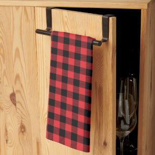 Red Flannel Buffalo Check Pattern Kitchen Towel