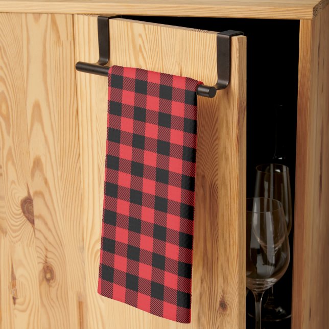 Red Flannel Buffalo Check Pattern Kitchen Towel (Thirds Fold)