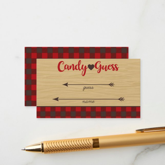 Red Flannel Combien de Candies Jeu Guides Cartes (Devant/Arrière en situation)