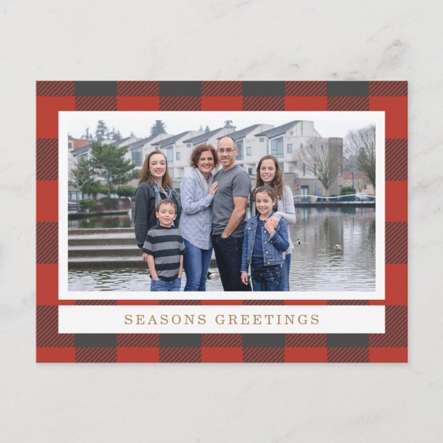 Red Flannel Holiday Photo Card (Front)