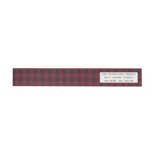 Red Flannel Holiday Return Address Wrap Around Label