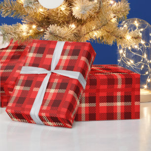 Red Flannel Look Plaid Wrapping Paper