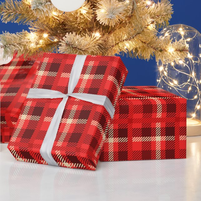 Red Flannel Look Plaid Wrapping Paper (Holidays)
