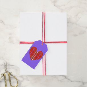 Red Flannel Plaid Heart Gift Tags