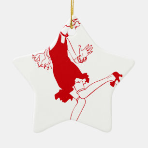 red flapper girl ceramic ornament