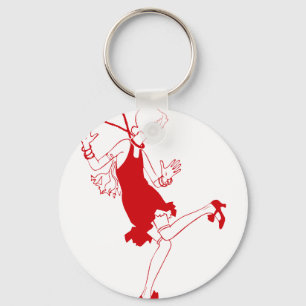 red flapper girl keychain