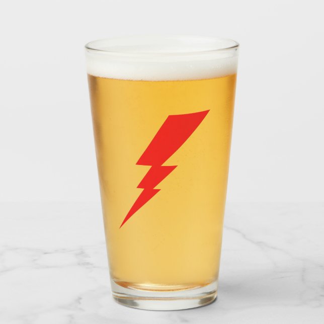 Red Flash Lightning Bolt Glass (Front Filled)