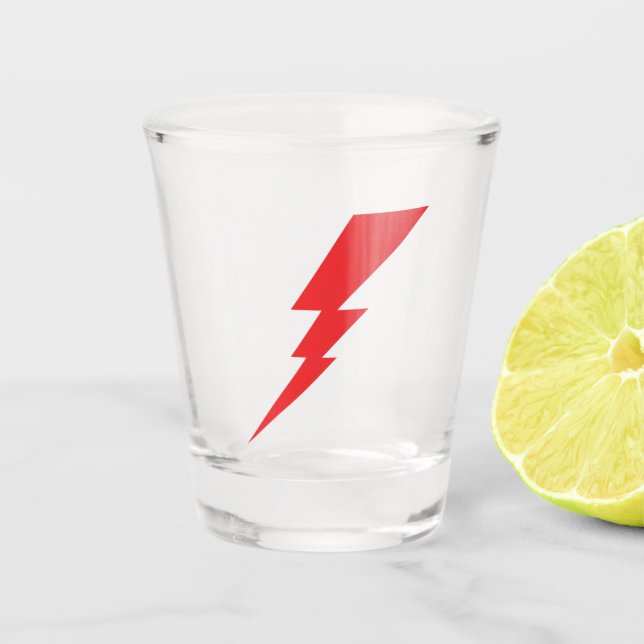 Red Flash Lightning Bolt Shot Glass (Front)