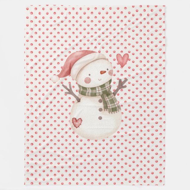 Red Fleece Blanket w/ Snowman  (Front)