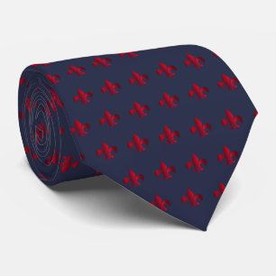 Red Fleur De Lis - customize background colour Tie