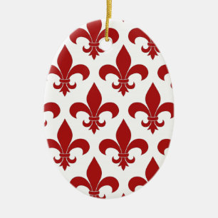 Red Fleur de lis French Symbol Ceramic Ornament