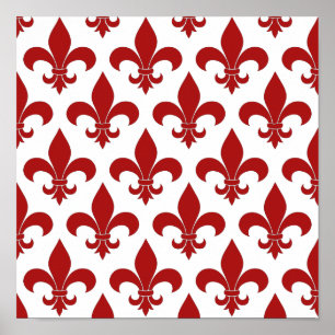 Red Fleur de lis French Symbol Poster