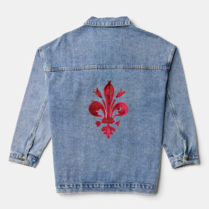 RED FLEUR DE LIS Heraldi Floral  Denim Jacket