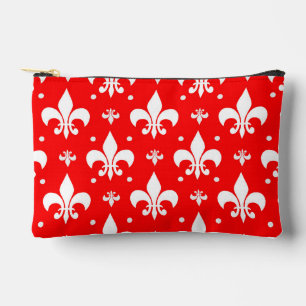 Red Fleur-de-lis Pattern Design  Accessory Pouch
