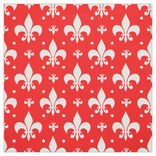 Red Fleur-de-lis Pattern Design Fabric