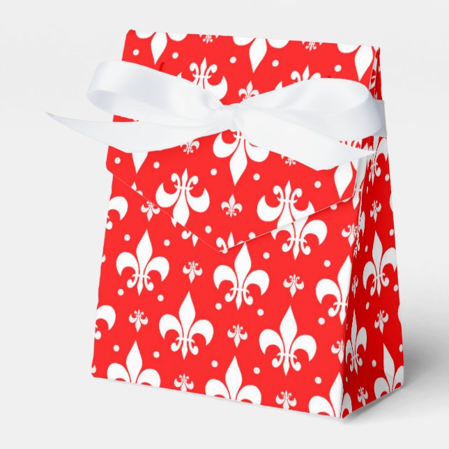 Red Fleur-de-lis Pattern Design  Favor Box (Front Side)
