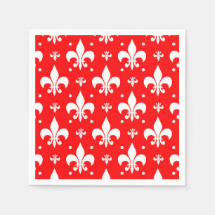 Red Fleur-de-lis Pattern Design Napkin