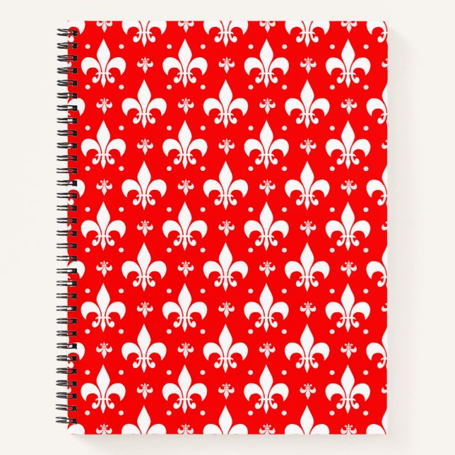 Red Fleur-de-lis Pattern Design  Notebook (Front)