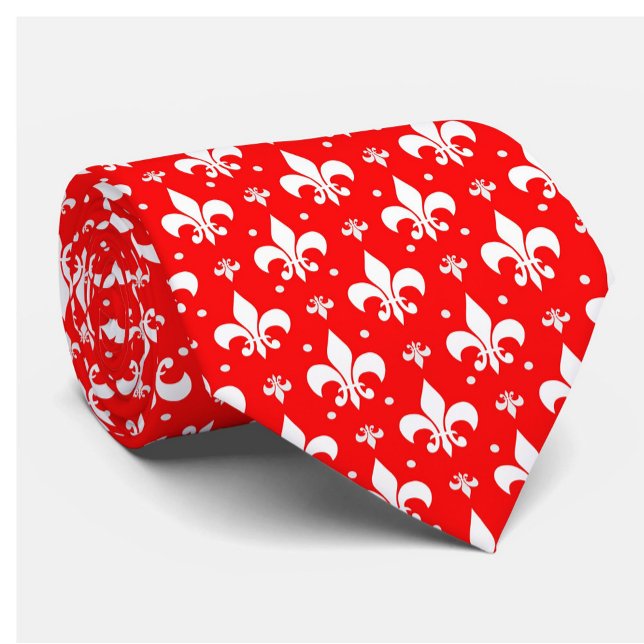 Red Fleur-de-lis Pattern Design  Tie (Creator Uploaded)