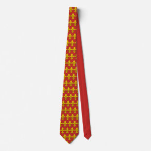 Red Fleur De Lis Pattern. Tie