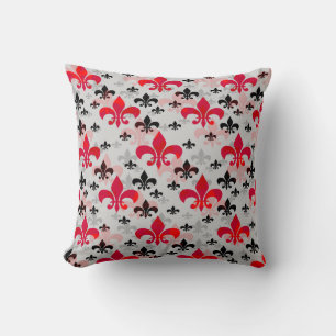 Red Fleur De Lis Surface Pattern Design  Throw Pillow