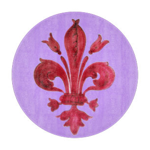 RED FLEUR DE LISE CUTTING BOARD
