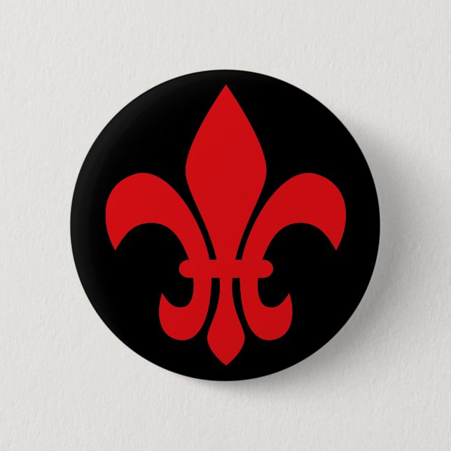 Red Fleur de Lys 2 Inch Round Button (Front)