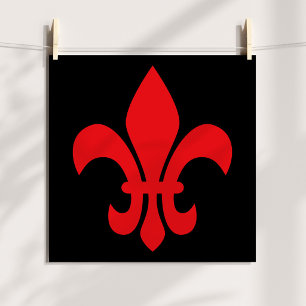 Red Fleur de Lys Poster