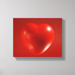 Red Floating Heart Wrapped Canvas