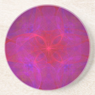 Red Floral and Purple Abstract Coaster