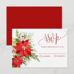 Red floral berry RSVP card