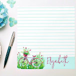 Red floral bicycle personalized notepad<br><div class="desc">Red floral bicycle personalized</div>