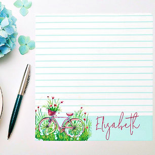 Red floral bicycle personalized notepad